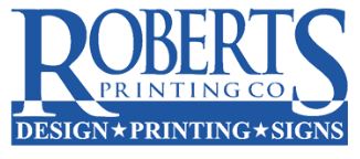 Roberts Printing Logo. 'ROBERTS PRINTING CO DESIGN PRINTING SIGNS'